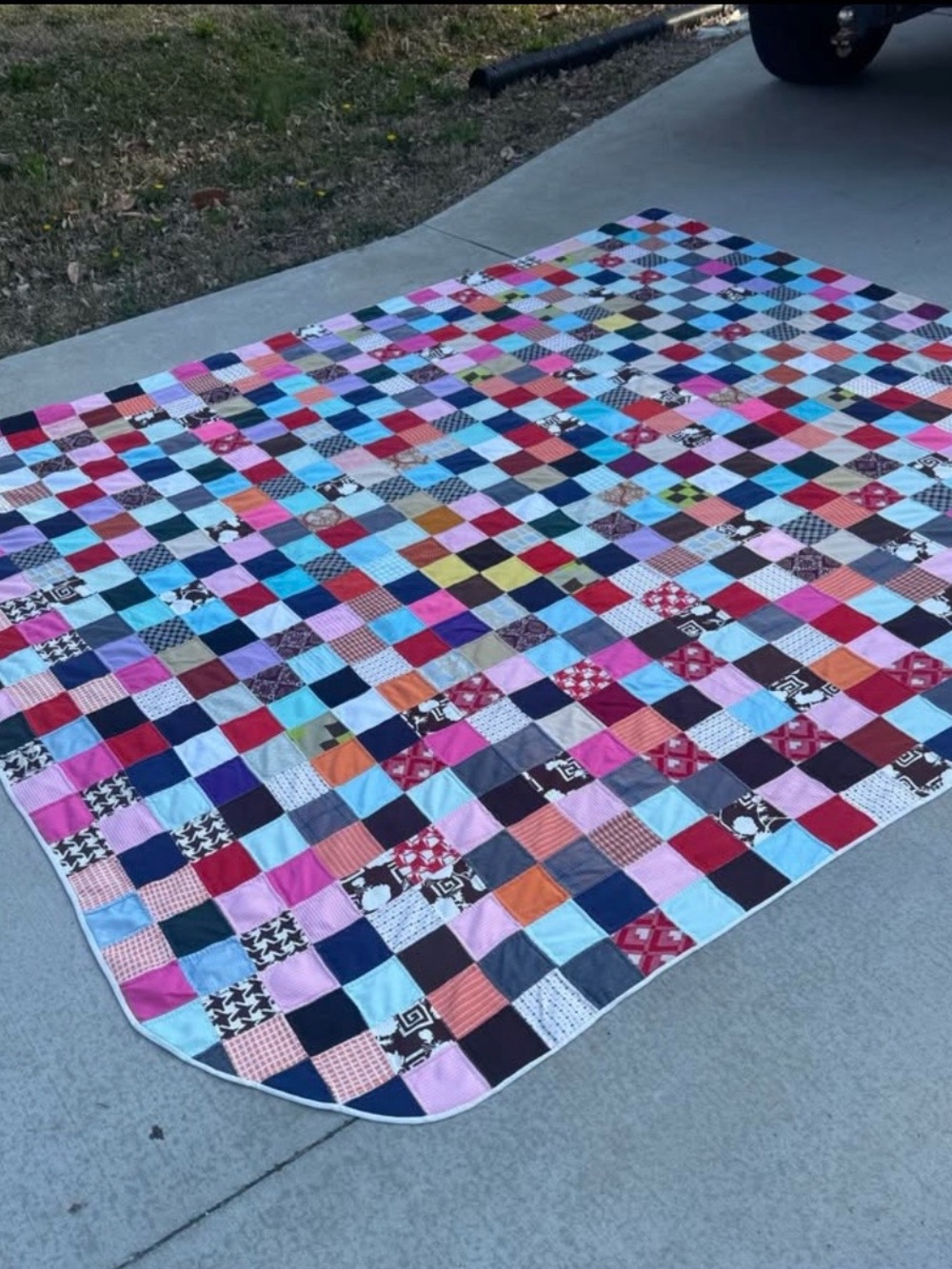 Handmade Multicolor Patchwork Quilt - Vibrant Cotton Squares